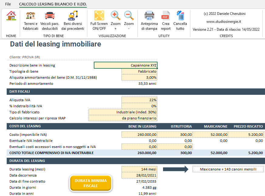 CALCOLO LEASING