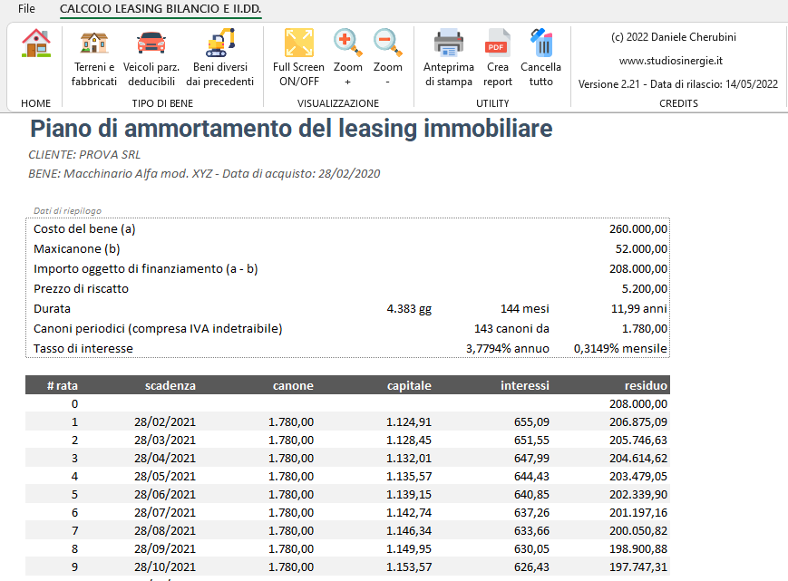 CALCOLO LEASING