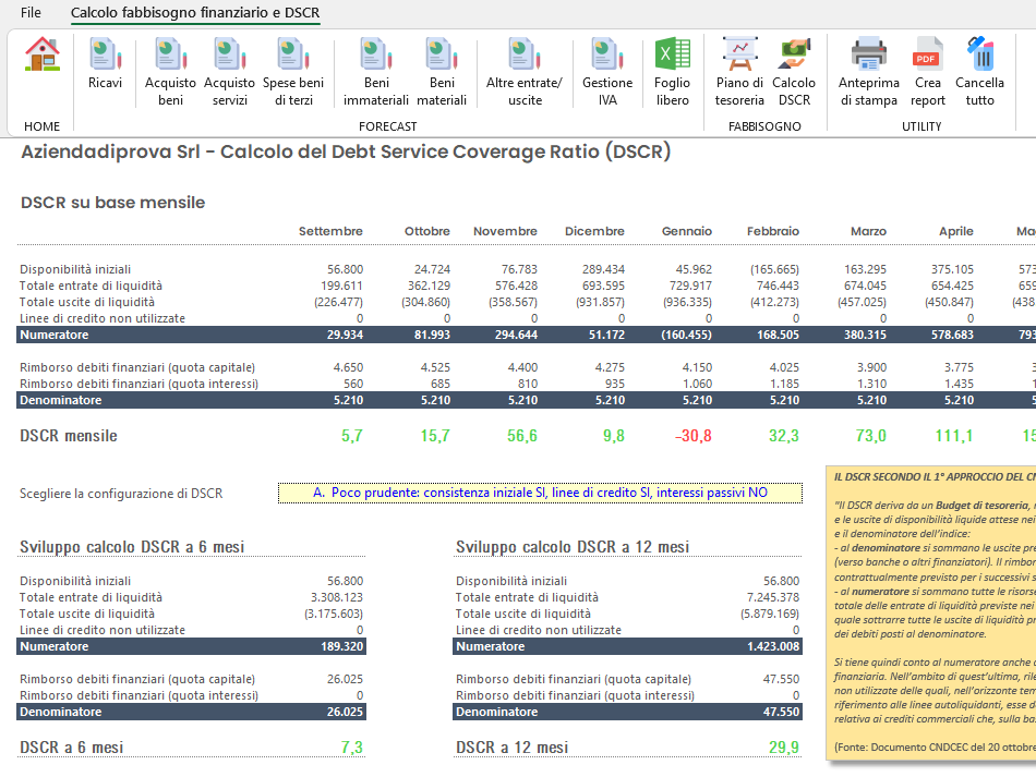 CALCOLO FABBISOGNO FINANZIARIO IN EXCEL