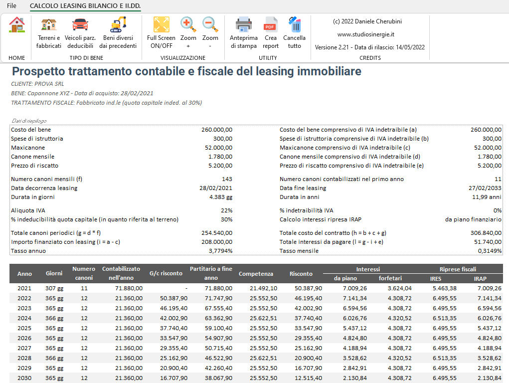 CALCOLO LEASING